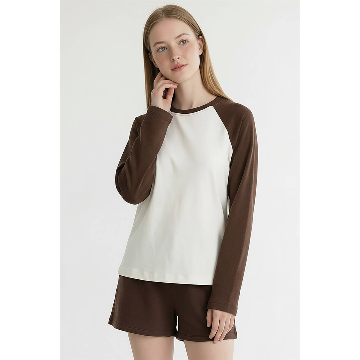 Brown + Cream Retro Raglan Tee