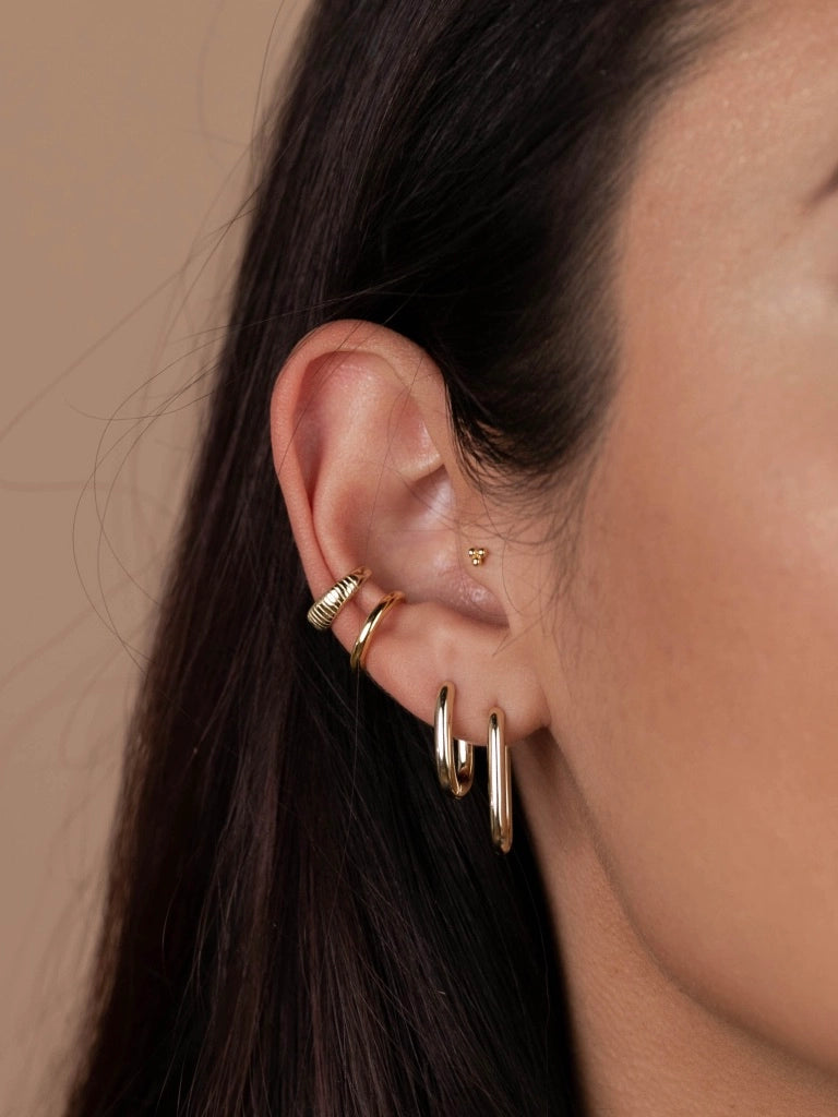 Gold Hoop Earrings - Large Rectangle