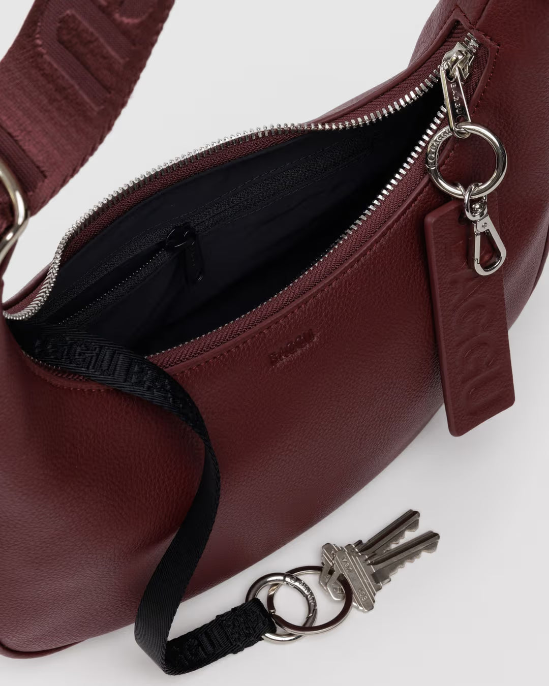 Small Recycled Leather Crescent Bag (Mahogany)