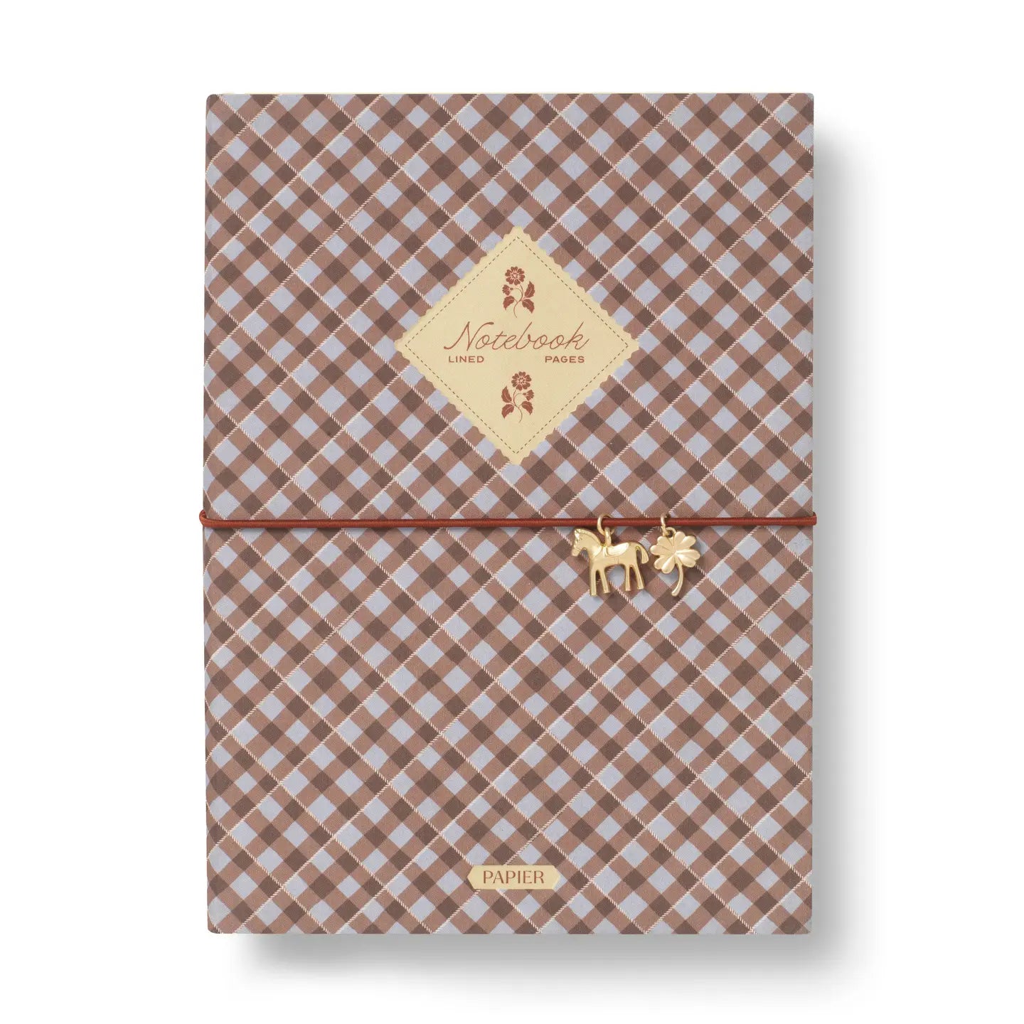 Fabric Lined Notebook, A5 Softcover - Petals & Plaid