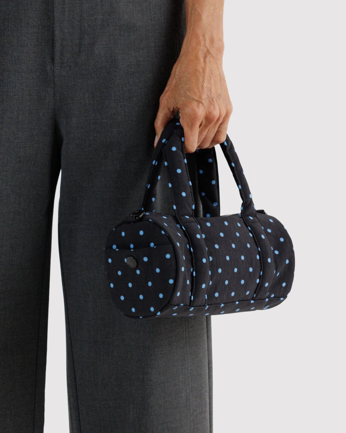 Black And Sky Blue Micro Dot Small Nylon Duffle Bag