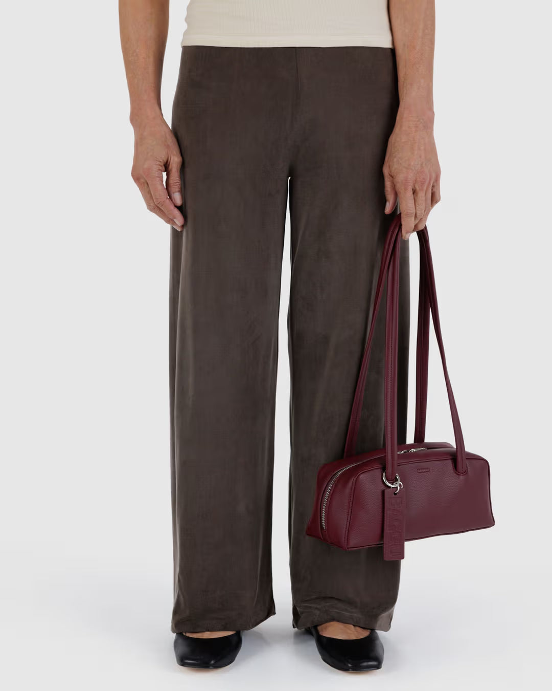 Small Recycled Leather Bowler Bag (Mahogany)