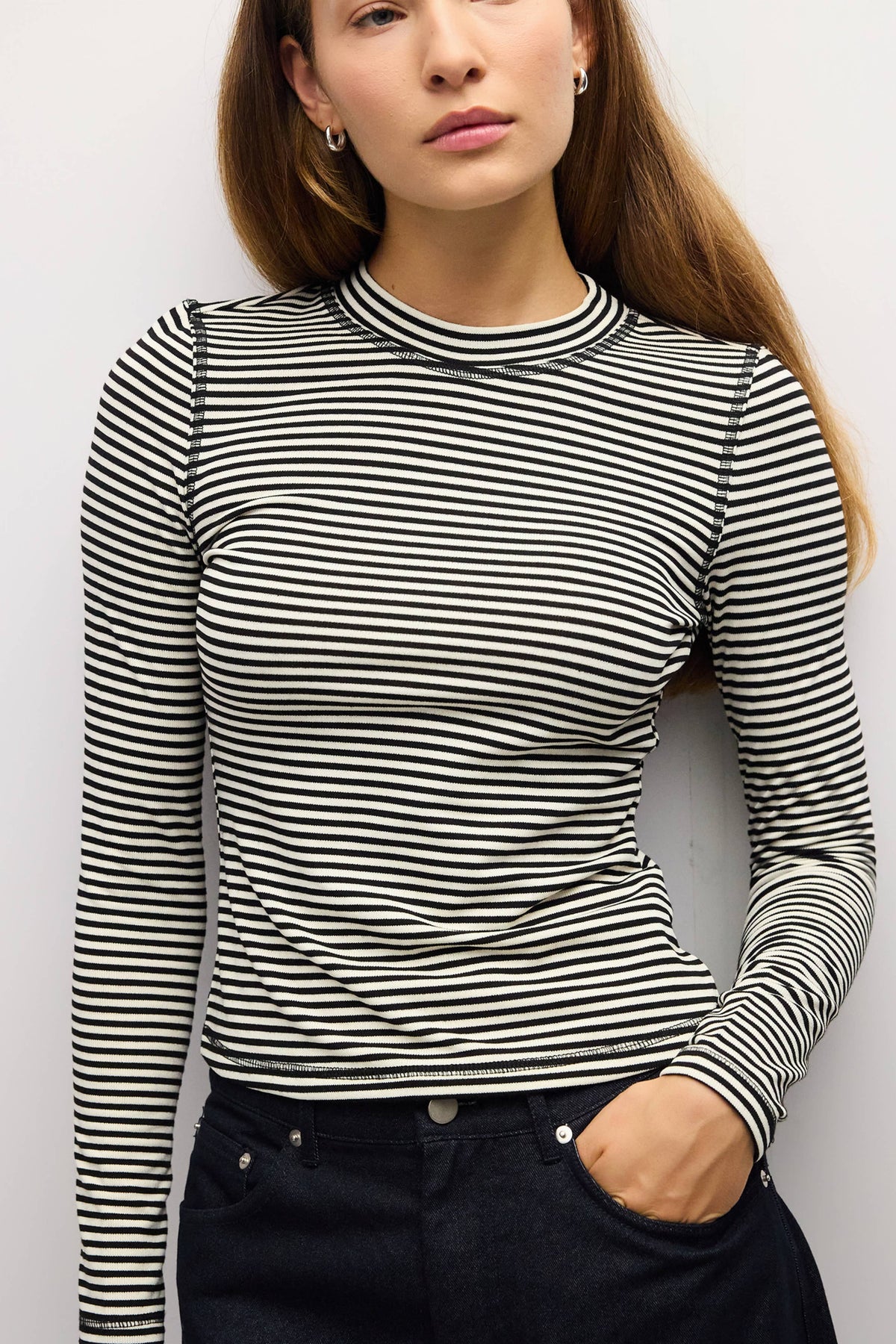 Black + Cream Striped Perry Top