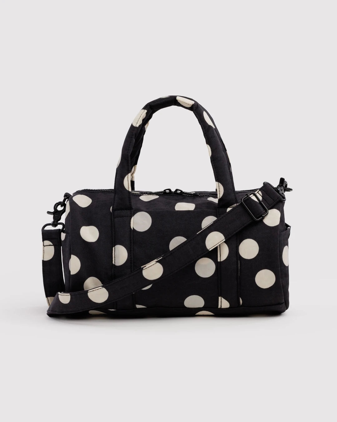 Black And Cream Polka Dot Nylon Duffle Bag