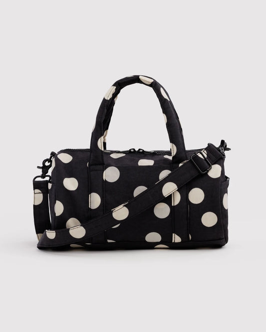 Black And Cream Polka Dot Nylon Duffle Bag