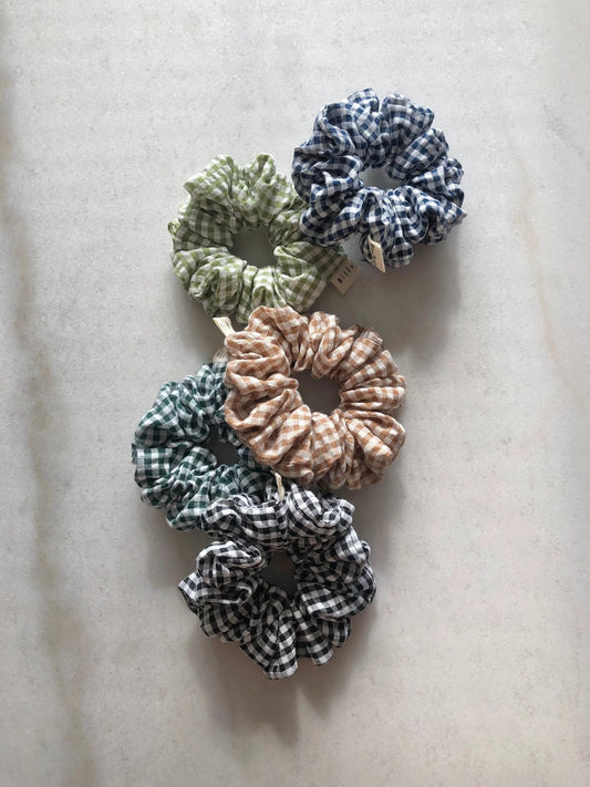 Mini Gingham Scrunchies - Neutral