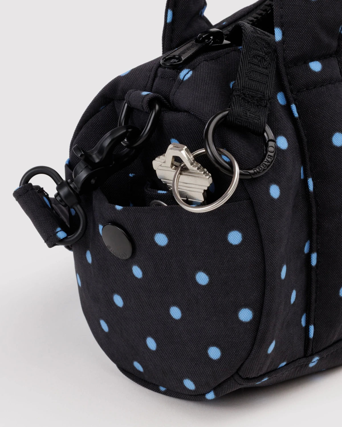 Black And Sky Blue Micro Dot Small Nylon Duffle Bag