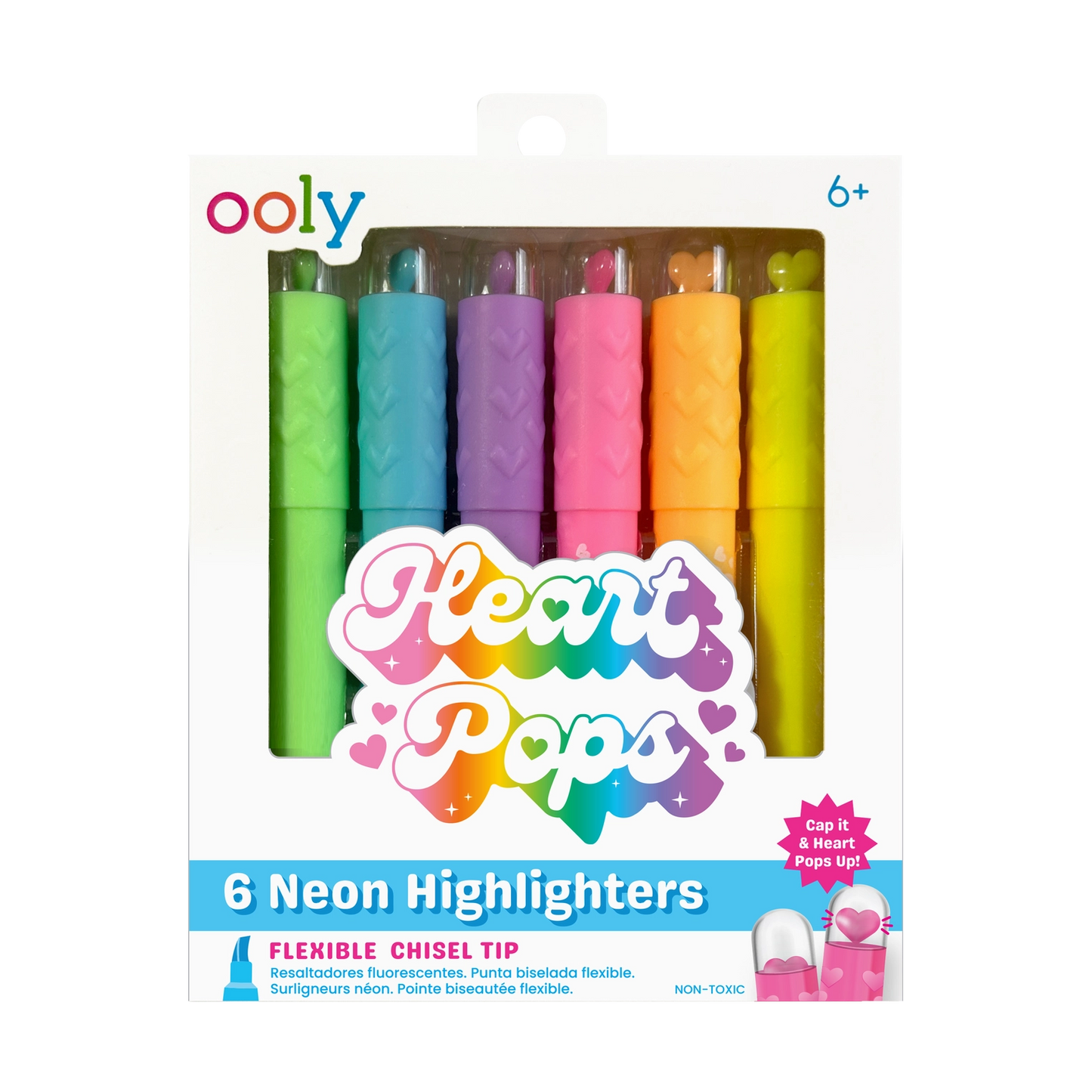 Heart Pops: Neon Highlighters (Set of 6)