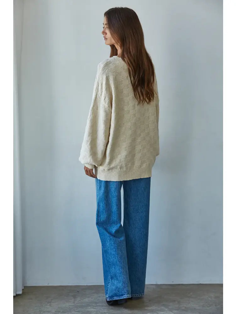 Iona Checkered Knit Pullover Sweater
