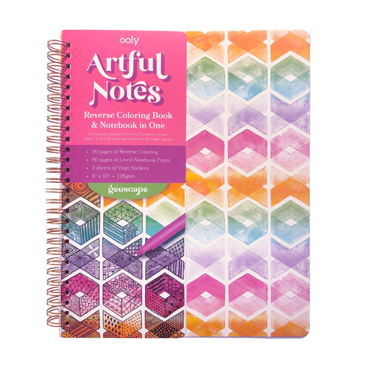 Artful Notes Reverse Coloring Book and Notebook - Geoscape