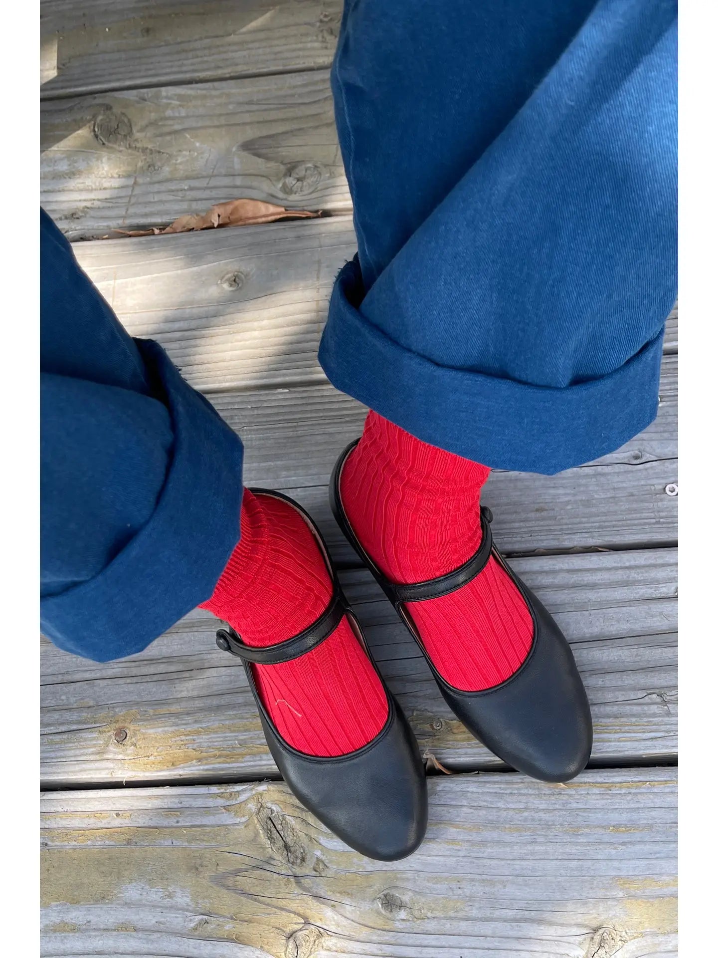 Her Socks - Mercerized Combed Cotton Rib | Classic Red