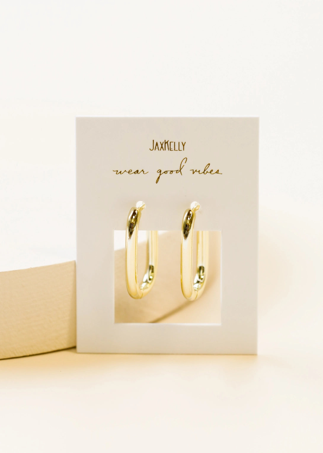 Gold Hoop Earrings - Large Rectangle