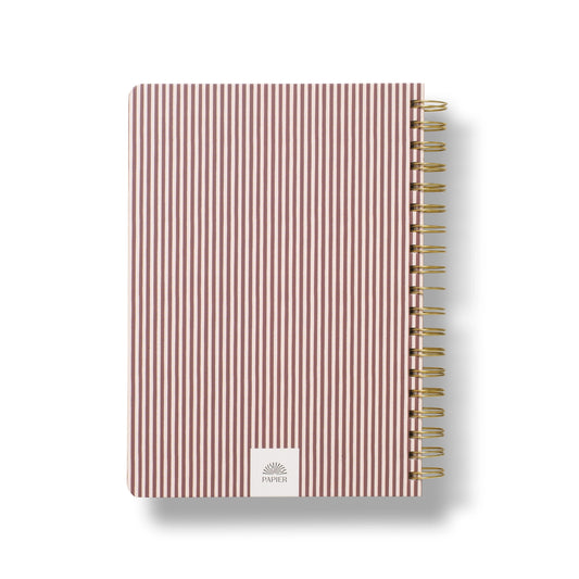 Lined Notebook, B5 Hardcover Spiral - Striped Bloom