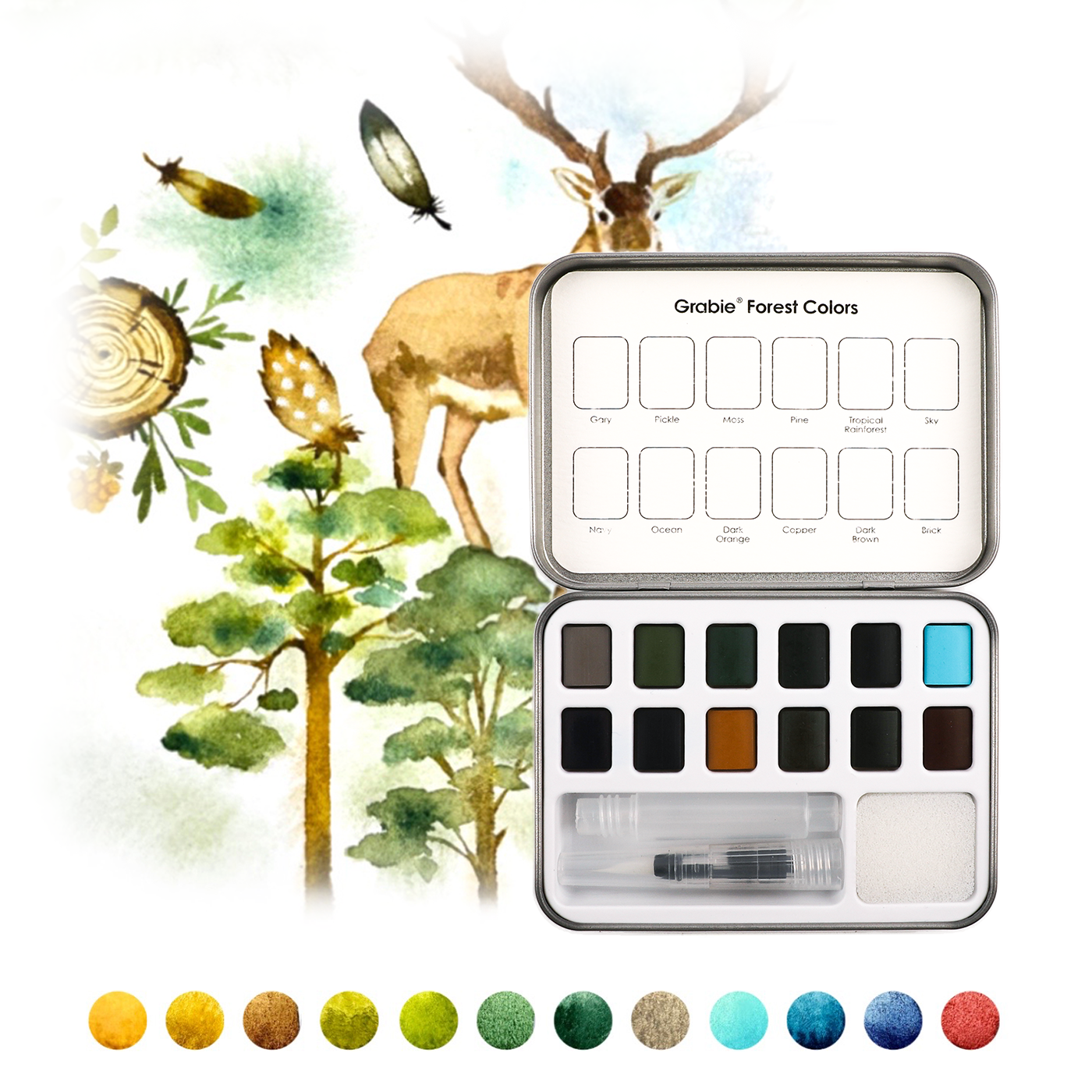 Watercolor Pocket Set Of 12 With Brush