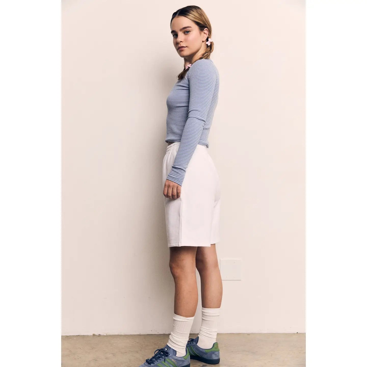 Striped Long Sleeve Striped Tee - Blue/Cream