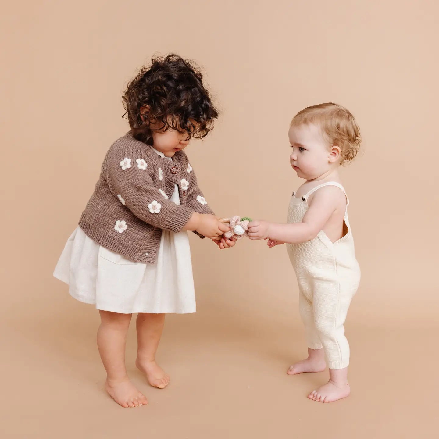 Flower Cardigan Tan Kids and Baby Apparel Sweater Spring