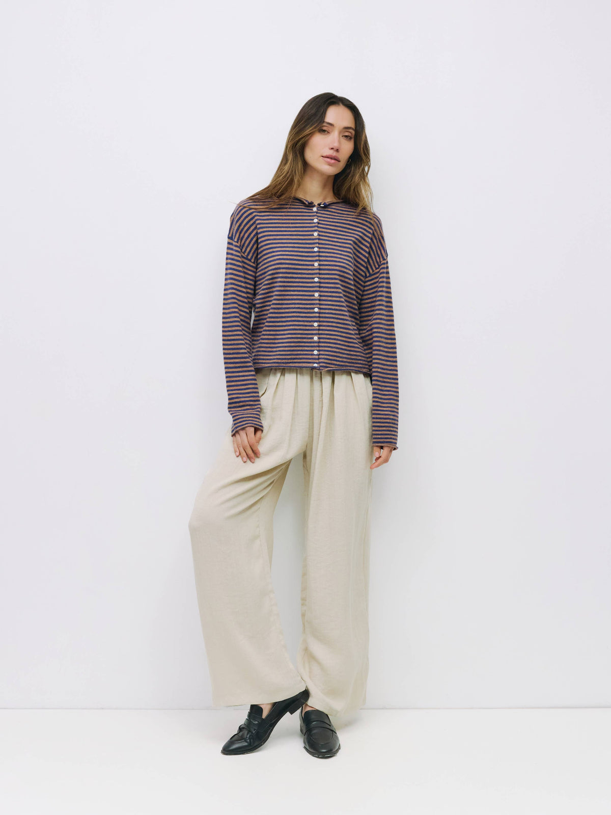 Brown + Navy Elisa Cardigan