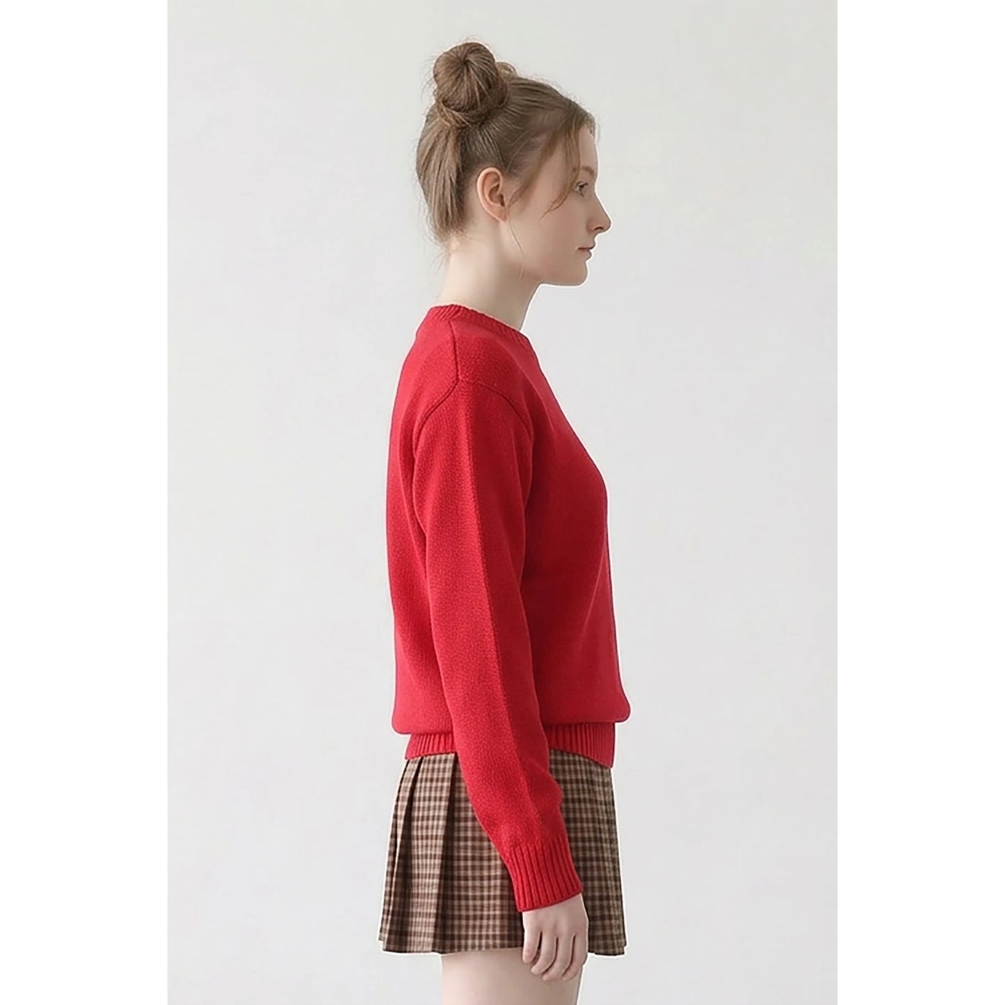 Red 100% Cotton Basic Sweater