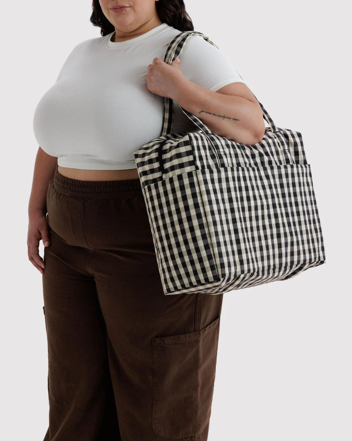 Black And Cream Gingham Cloud Carry-On