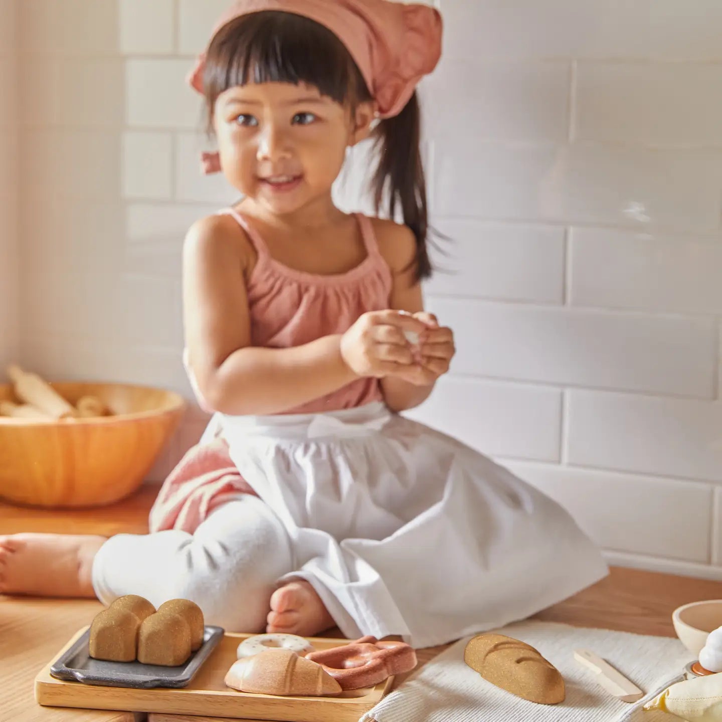 Wooden Pretend-Play Bread Set For Kids