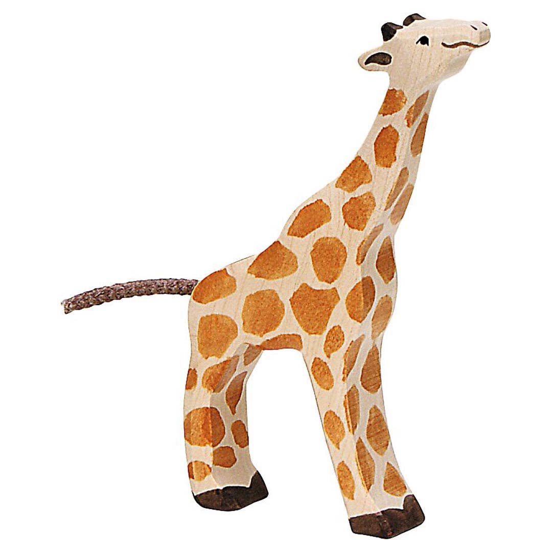Wooden Giraffe, small, feeding