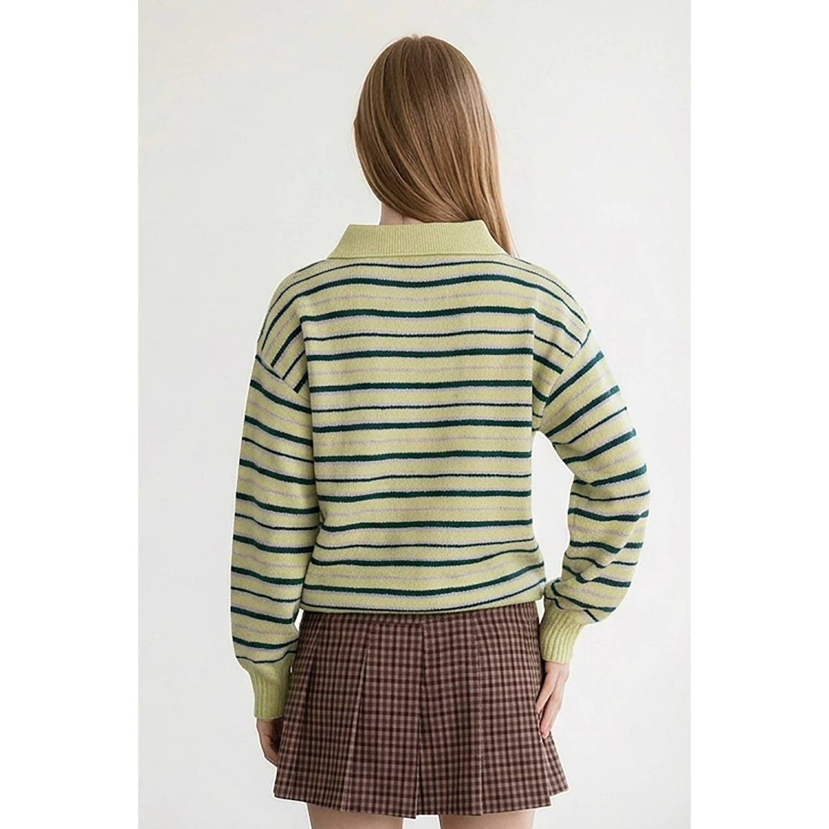 Yellow Stripe Polo Sweater