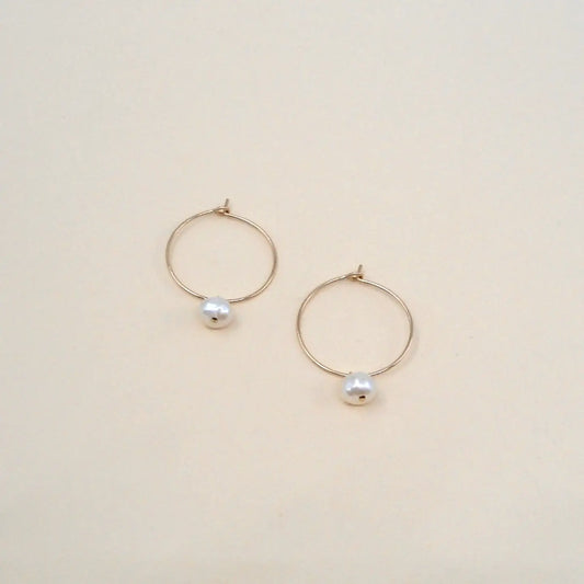 Pearl Hoops (Gold Filled)
