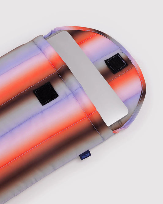 Puffy Laptop Sleeve 13"/14" (Gradient Stripe Poppy & Lilac)