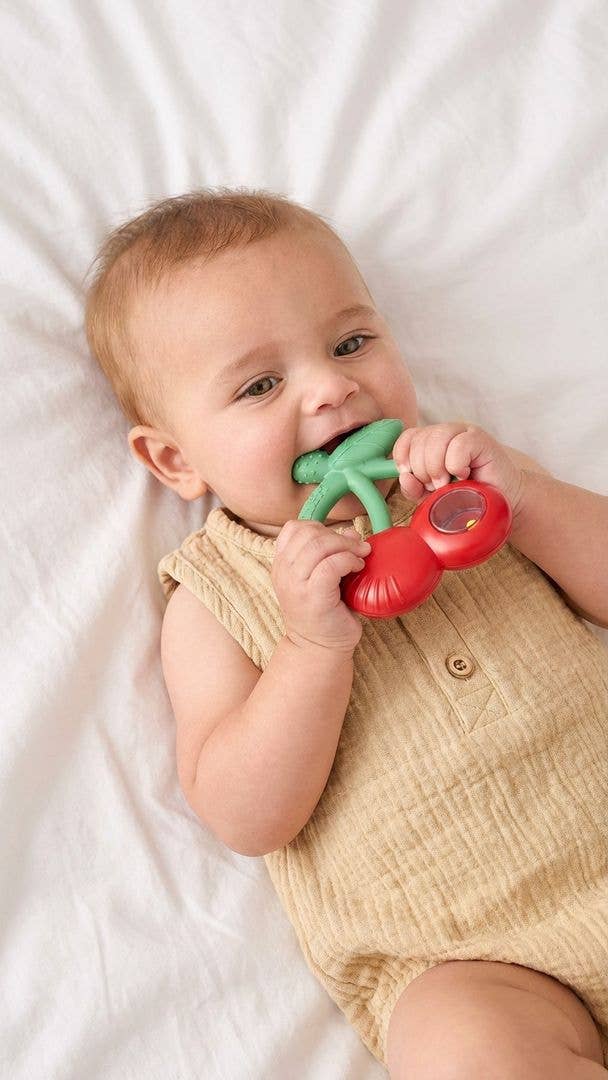 Cherry Silicone Teether with Rattle