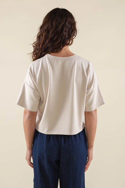 Relaxed Crop Luxe Top (Stone)