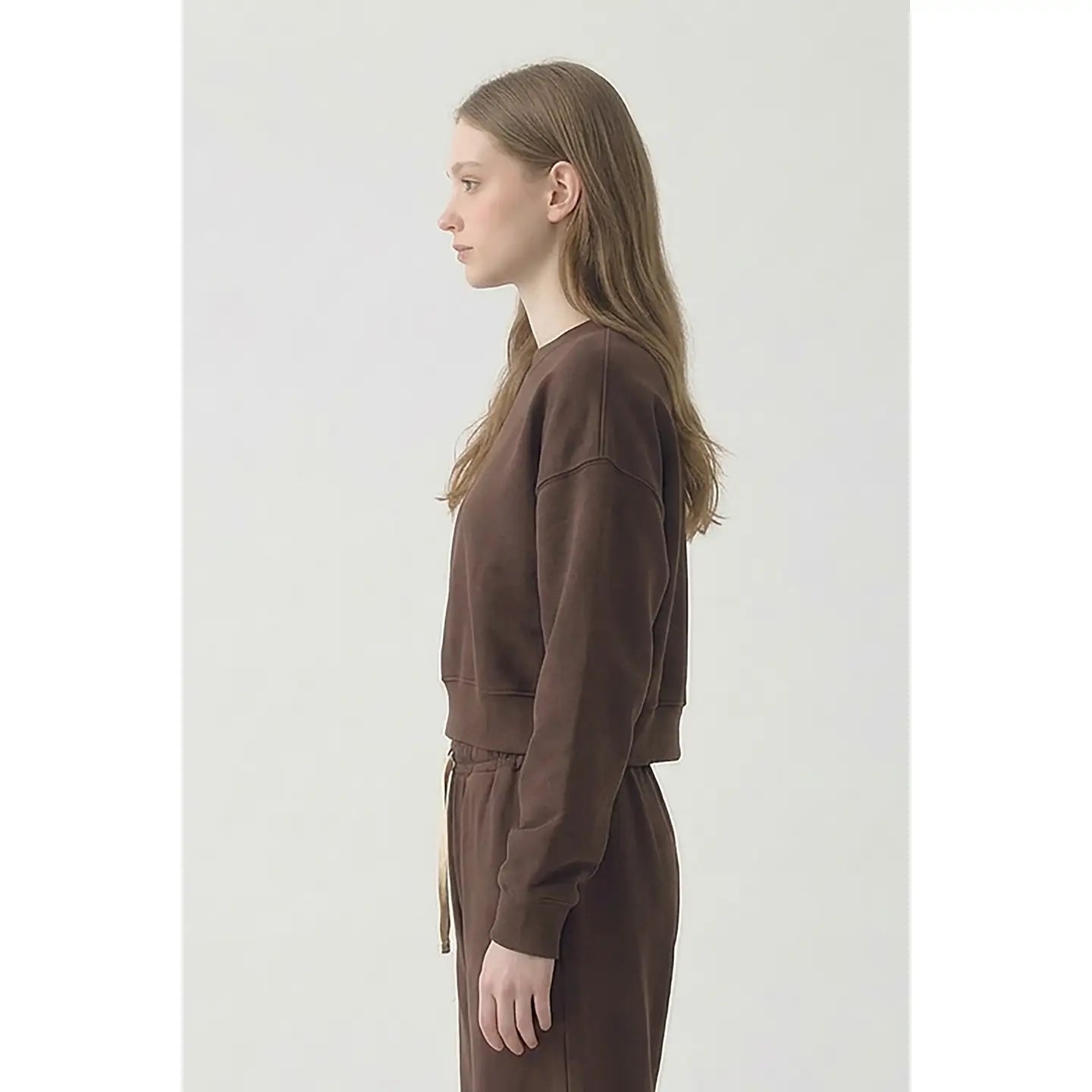 Chocolate 100% Cotton Oversized Cropped Sweatshirt