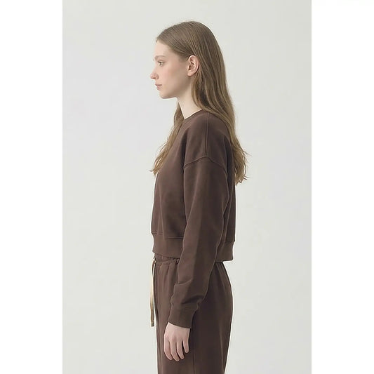 Chocolate 100% Cotton Oversized Cropped Sweatshirt