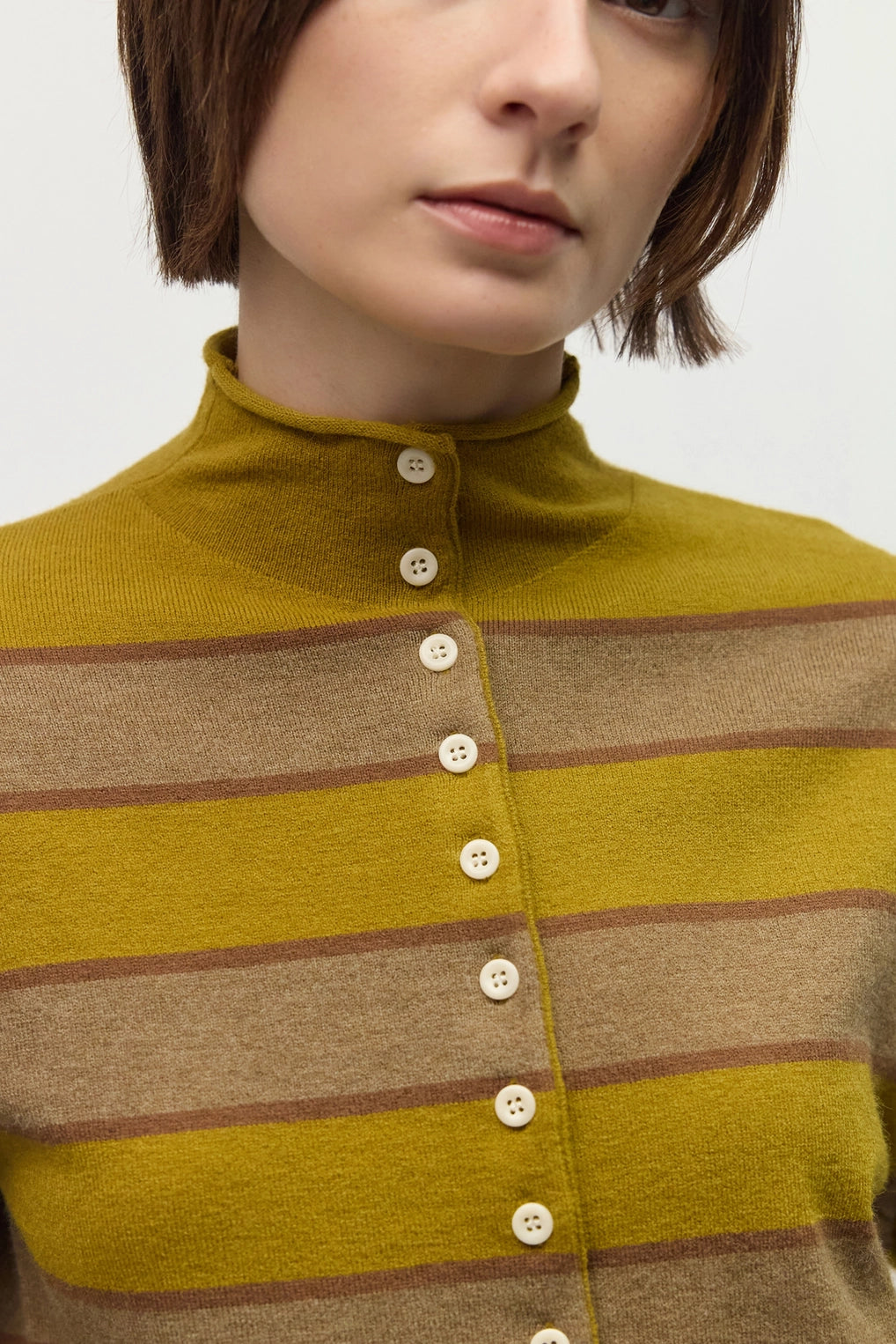 The Claude Cardigan - Chartreuse-Taupe-Brown