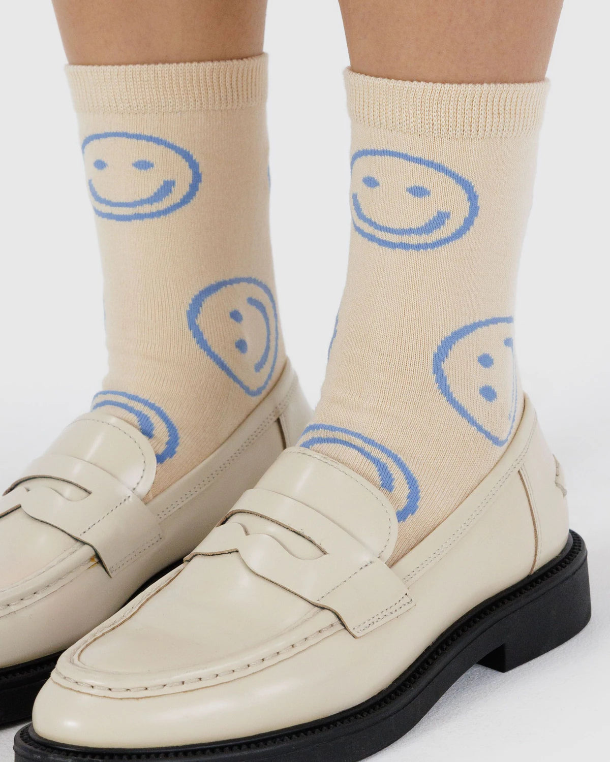 Crew Sock (Periwinkle Smiley)