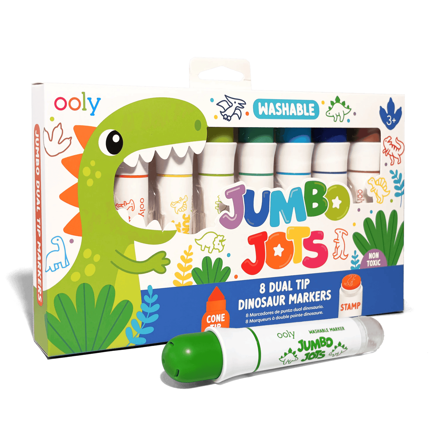 Jumbo Jots Dual Tip Dinosaur Stamp Markers - Set of 8