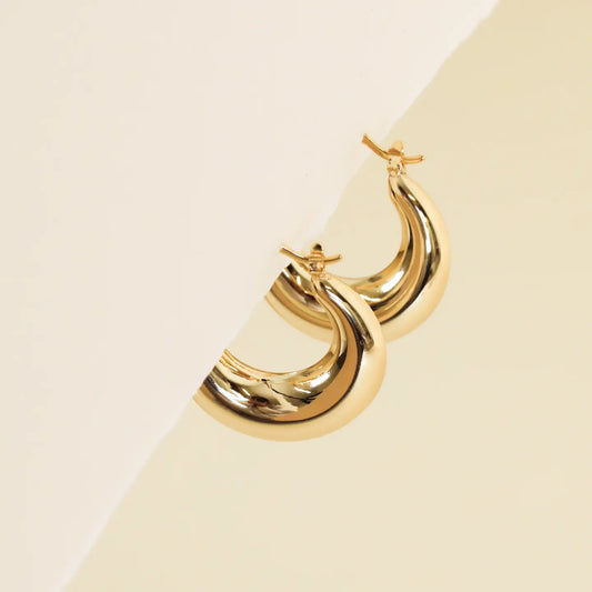 Gold Hoop - Sculptural Wide - Earrings
