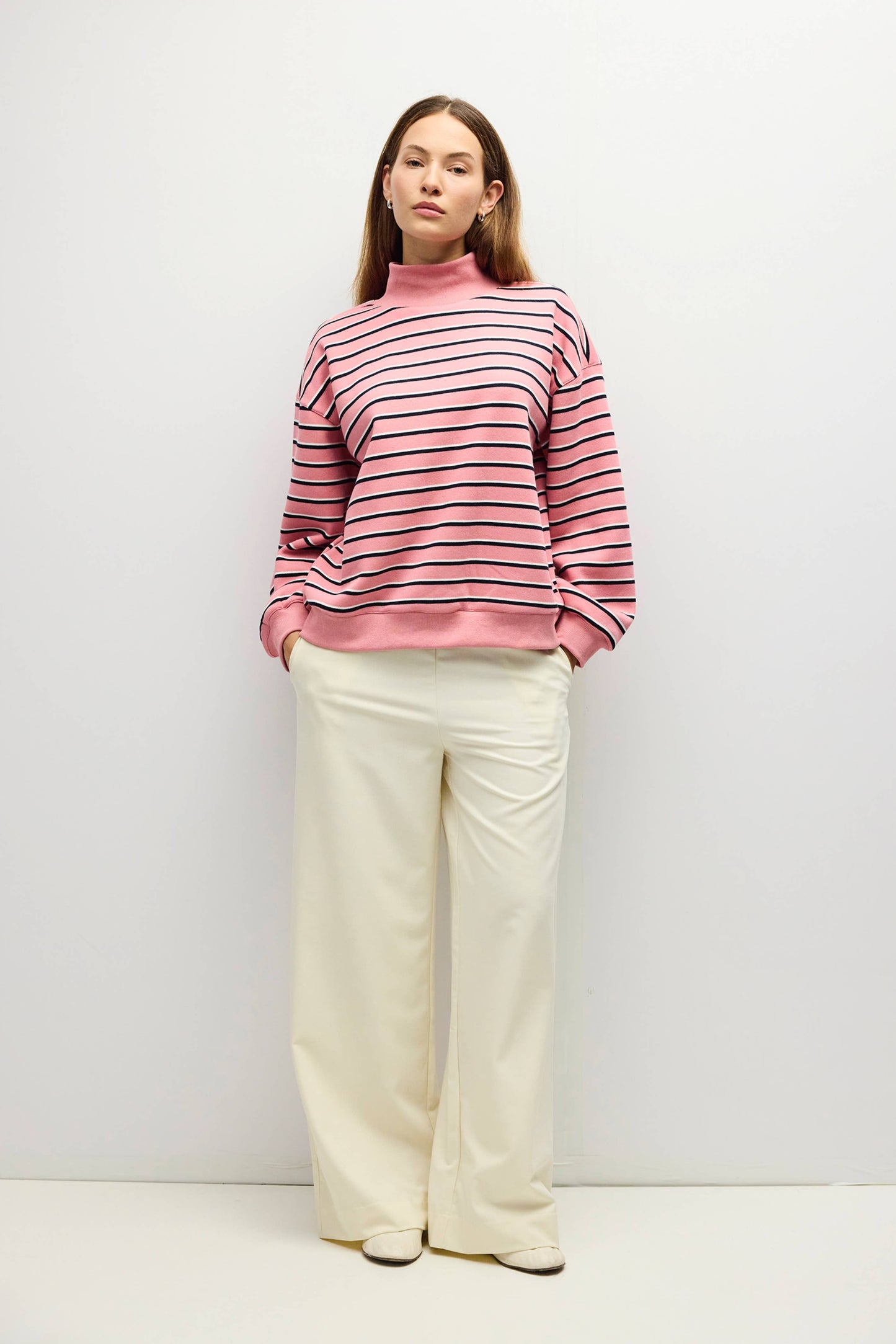 The Charlie Sweater | Mock Neck Striped Sweater