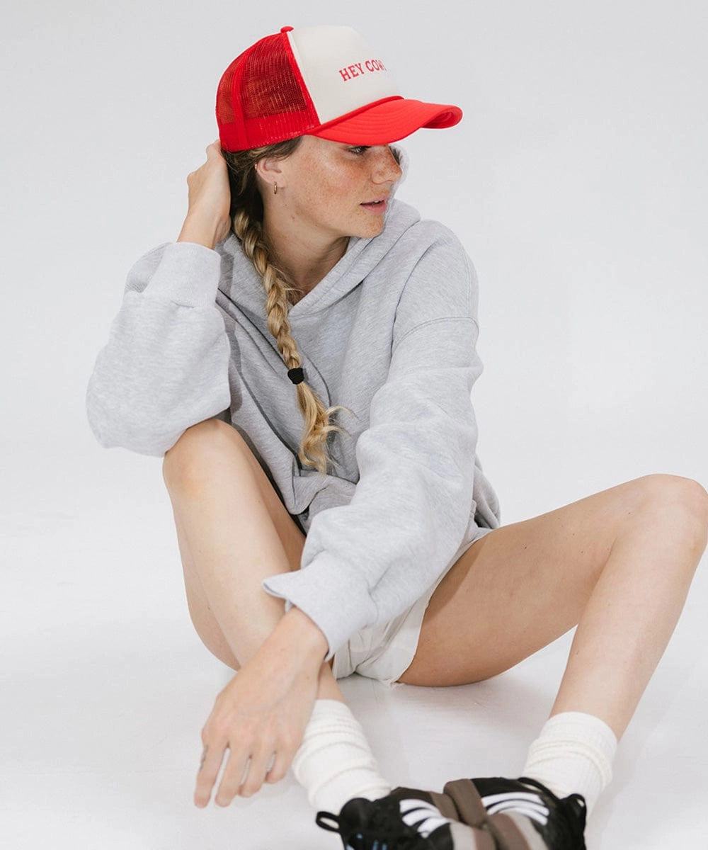 Hey Cowboy Trucker Hat - Cream VIntage Red
