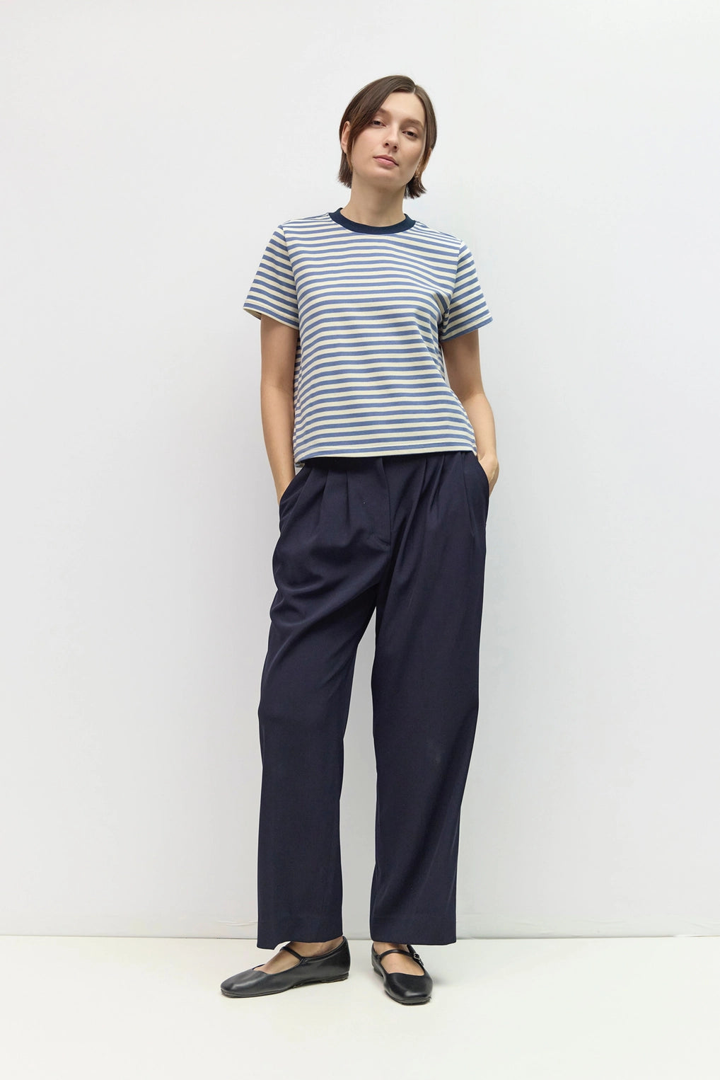Blue & Cream Cooper Striped Tee