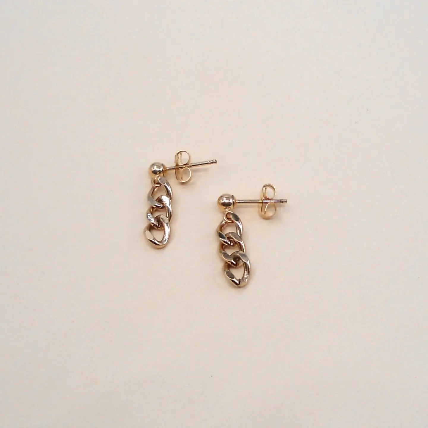 Post with Three Links Earrings (Gold Filled)