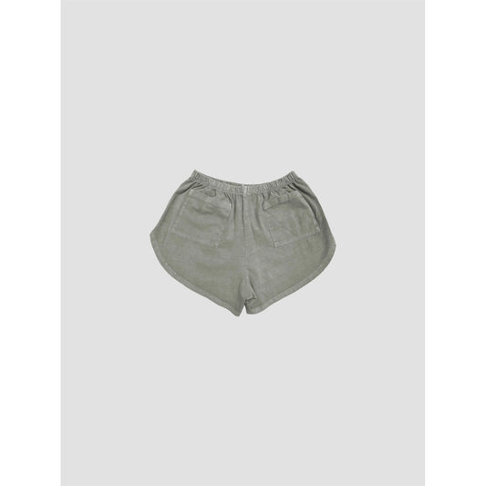 High-Waist Mineral Washed Cotton Jersey Dolphin Short (Sage Green)