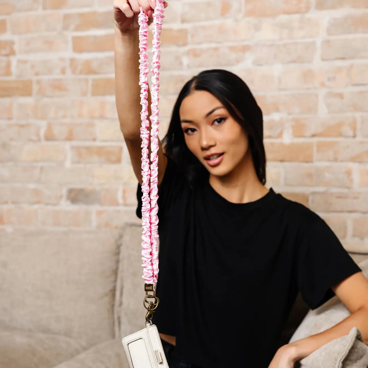Pink Gingham Lanyard