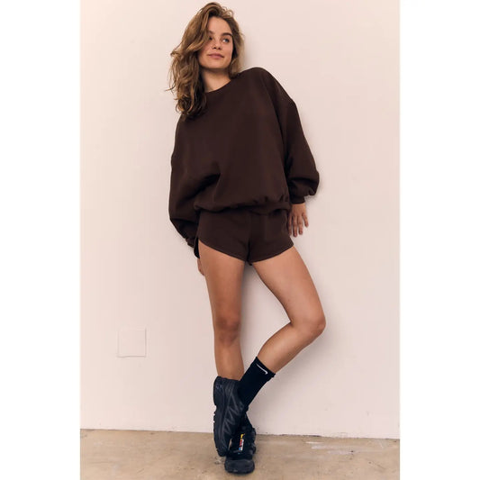 Organic Cotton Cozy Crewneck Sweatshirt (Chocolate Brown)