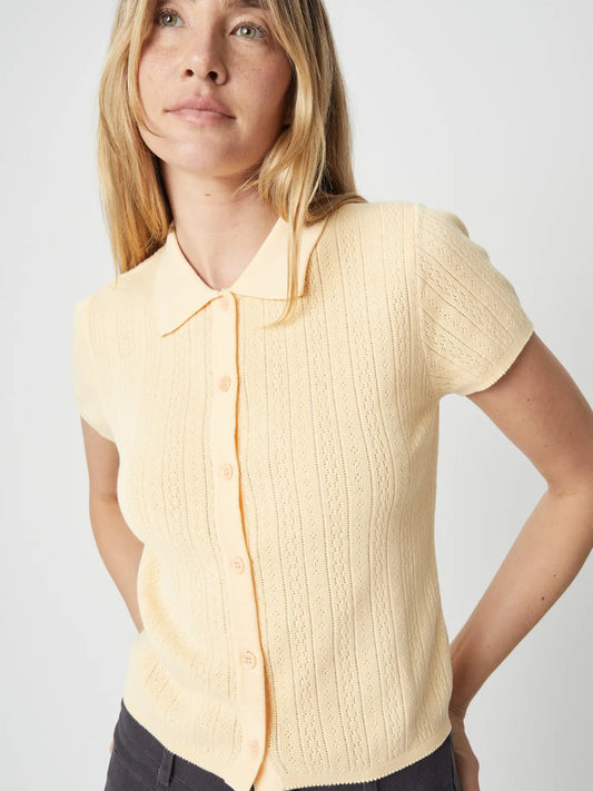 Butter Pointelle Knit Button-Down Top