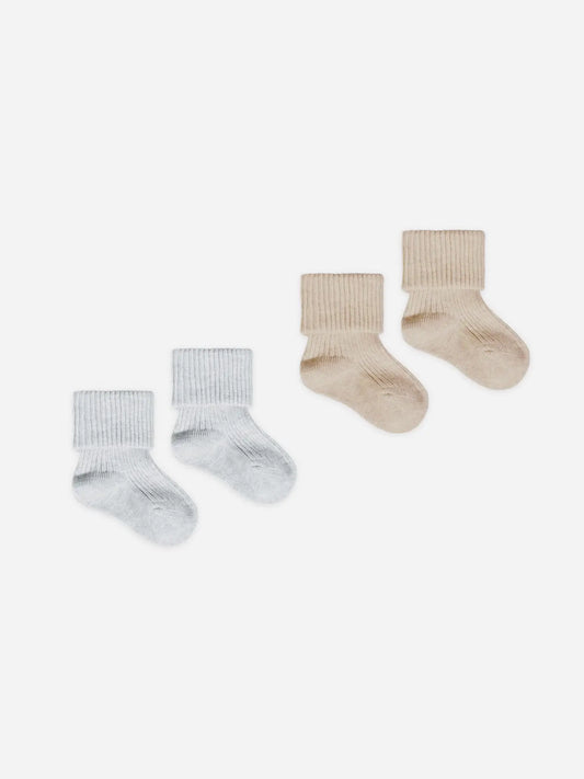 Melange Socks || Taupe, Blue