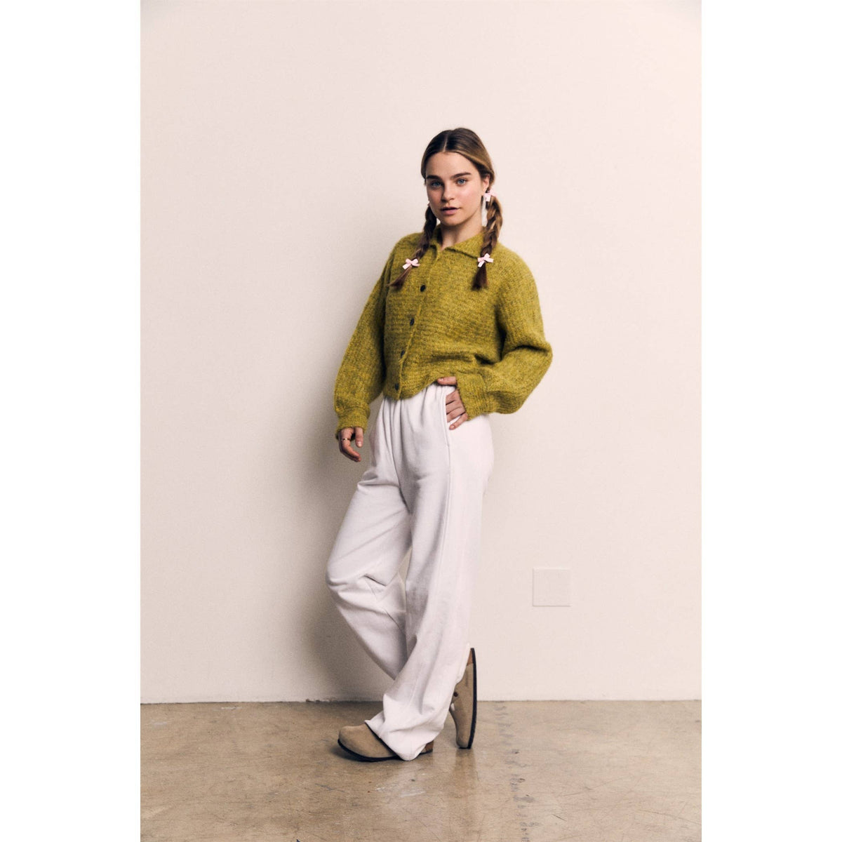Chartreuse Mohair Cardigan