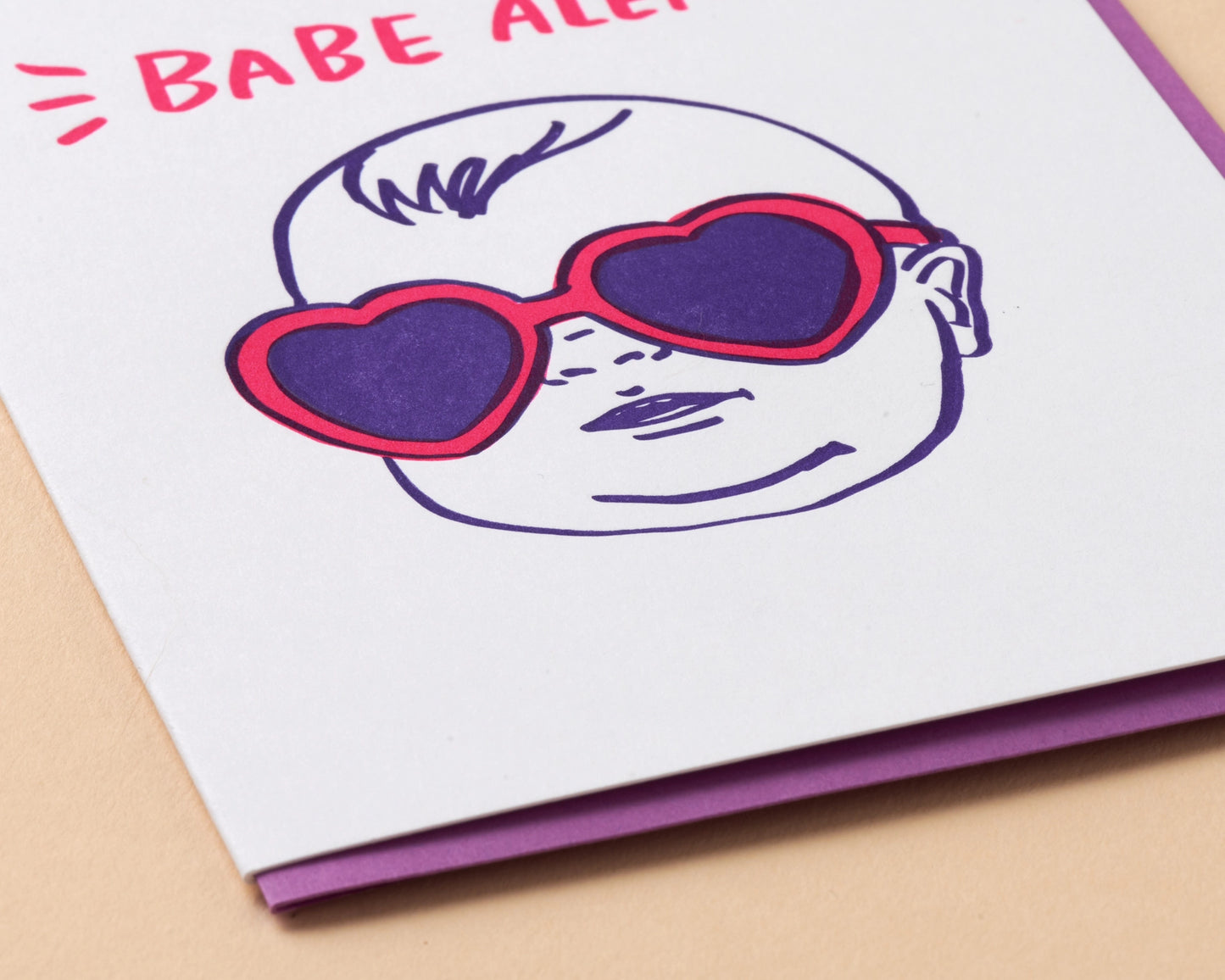 Babe Alert Letterpress Greeting Card - New Baby, Baby Shower- Made in USA