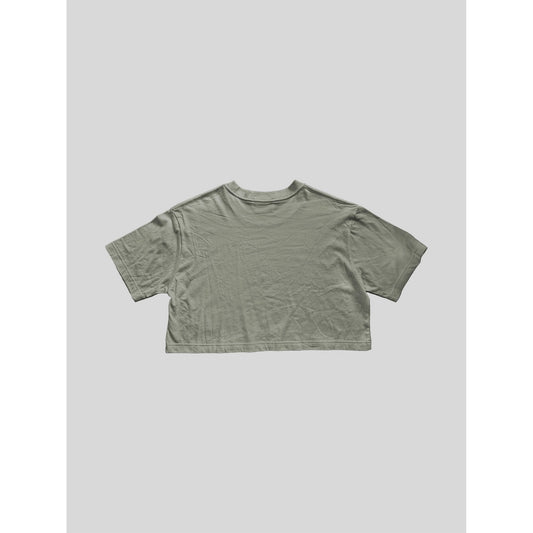 Mineral Washed Oversized Crop Tee (Sage Green)