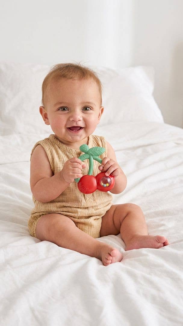 Cherry Silicone Teether with Rattle
