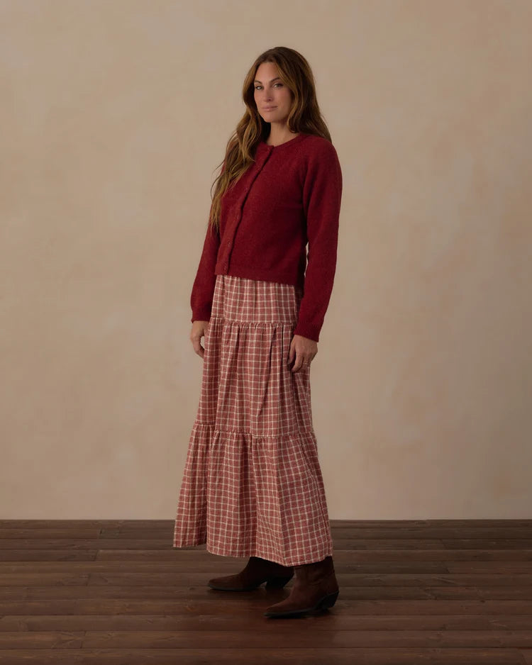 Women’s Tiered Midi Skirt - Vintage Plaid